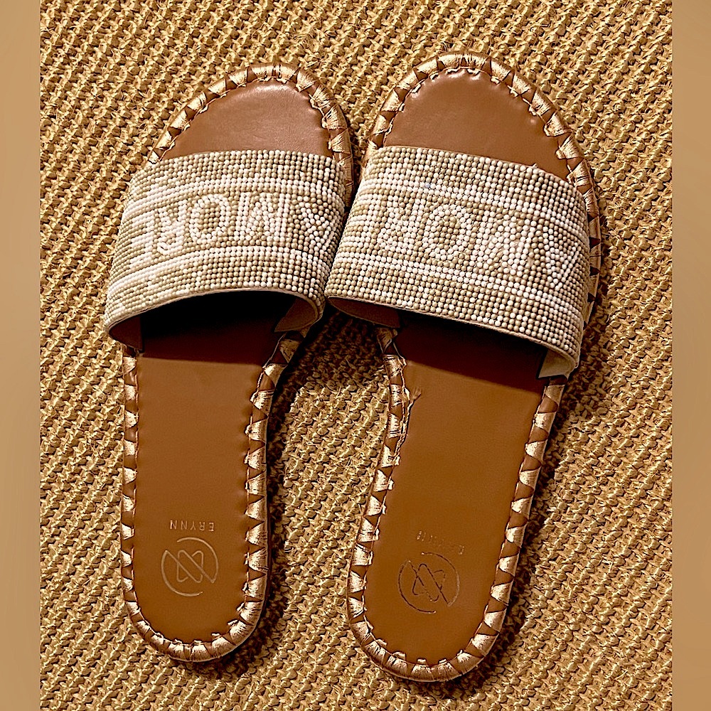 ‘AMORE’ beaded slip-in sandal slides - Picture 3 of 8